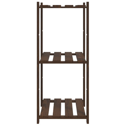 3-Tier Storage Rack Brown 60x38x90 cm Solid Wood Pine