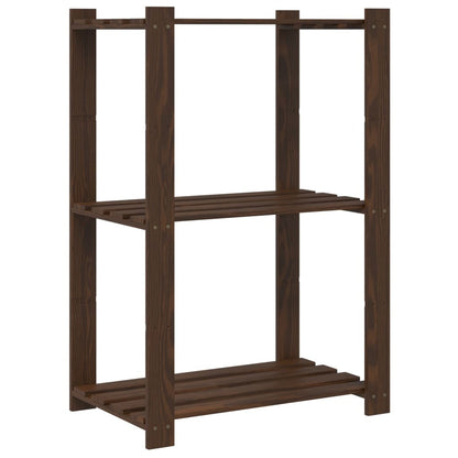 3-Tier Storage Rack Brown 60x38x90 cm Solid Wood Pine