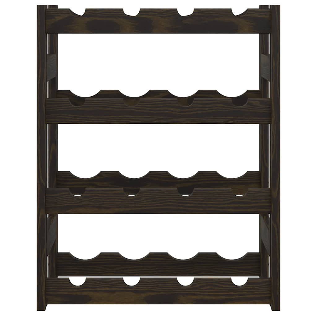 Wine Rack for 16 Bottles Black Solid Wood Pine