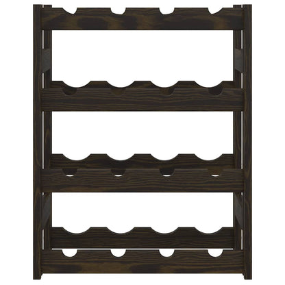 Wine Rack for 16 Bottles Black Solid Wood Pine