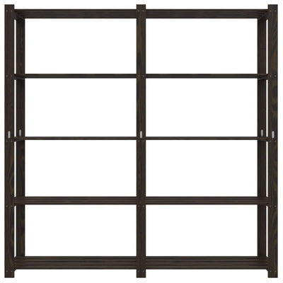 5-Tier Storage Rack Black 170x38x170 cm Solid Wood Pine