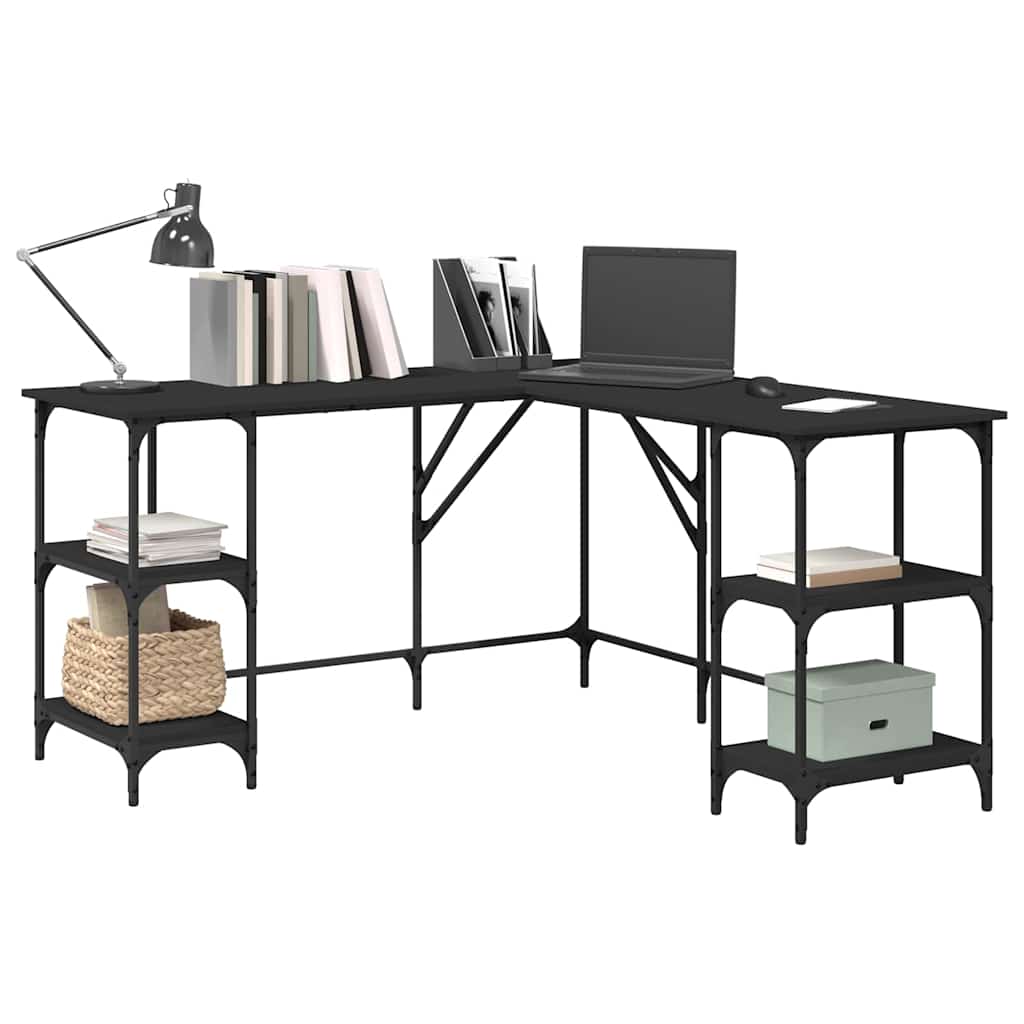 Desk Black Engineered wood Large Adjustable Feet Desk