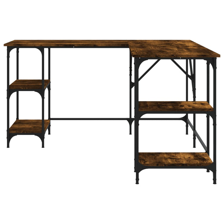 Desk Smoked Oak 139x139x75 cm Engineered Wood