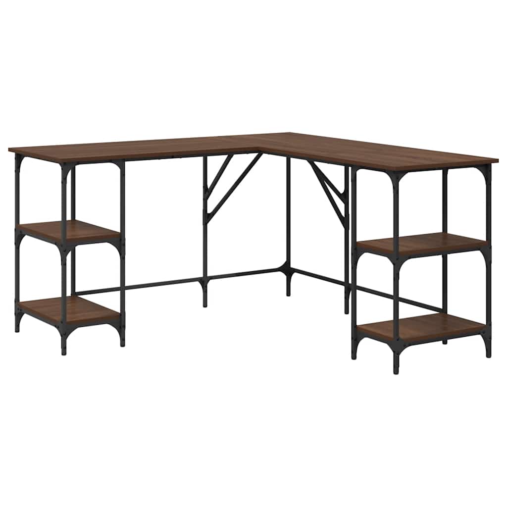 Desk Brown Oak 139x139x75 cm Engineered Wood