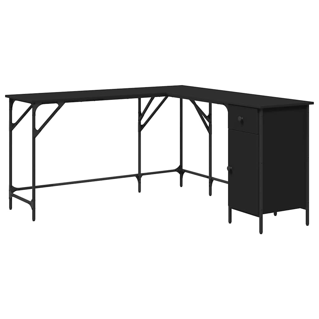 Desk Black 55.5"x55.5"x29.5" Engineered Wood