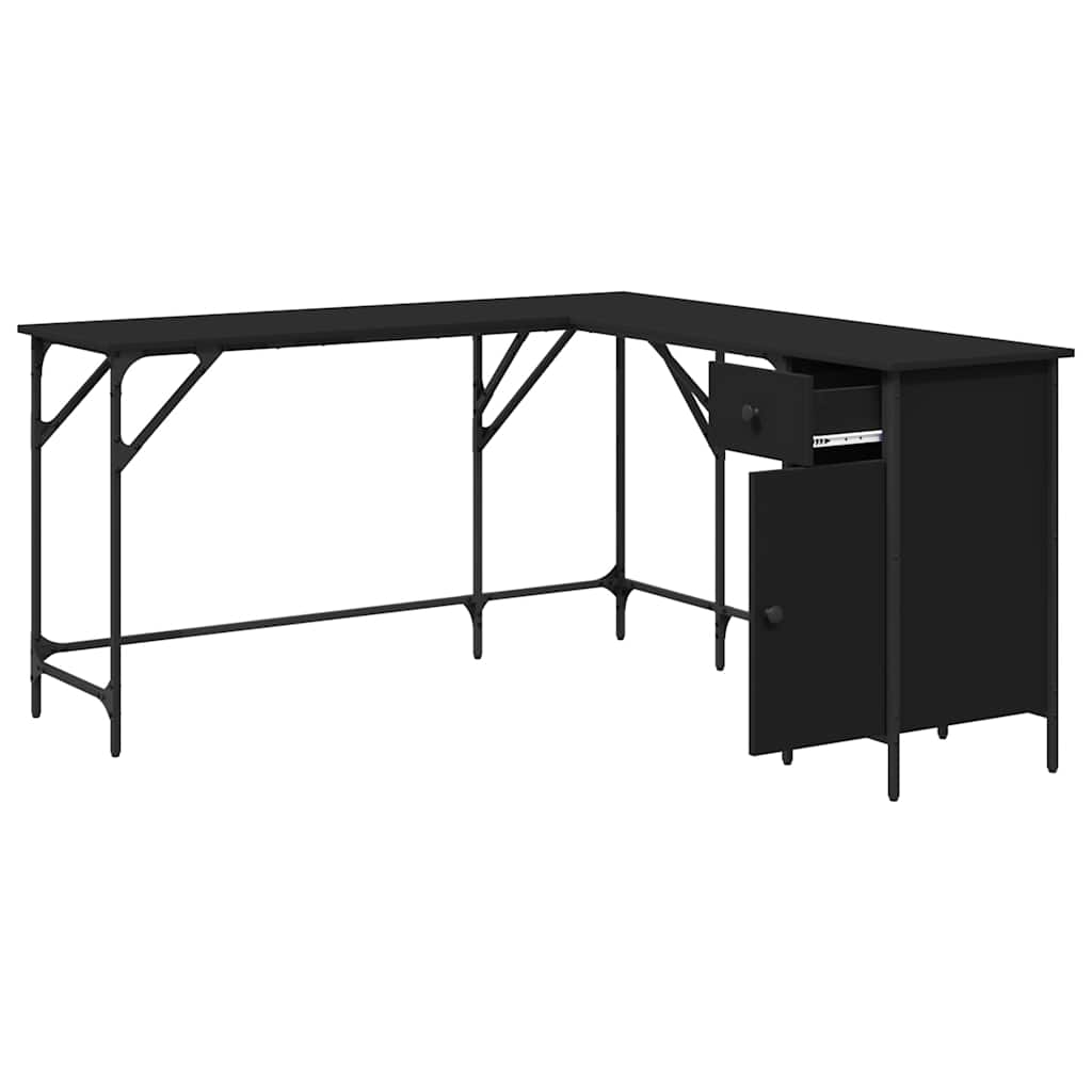 Desk Black 55.5"x55.5"x29.5" Engineered Wood