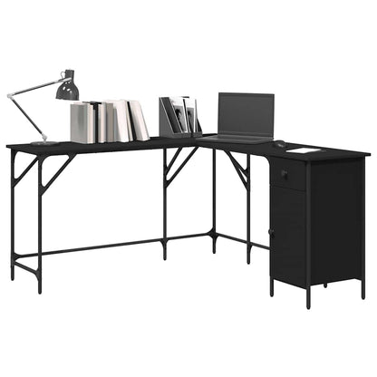 Desk Black 55.5"x55.5"x29.5" Engineered Wood