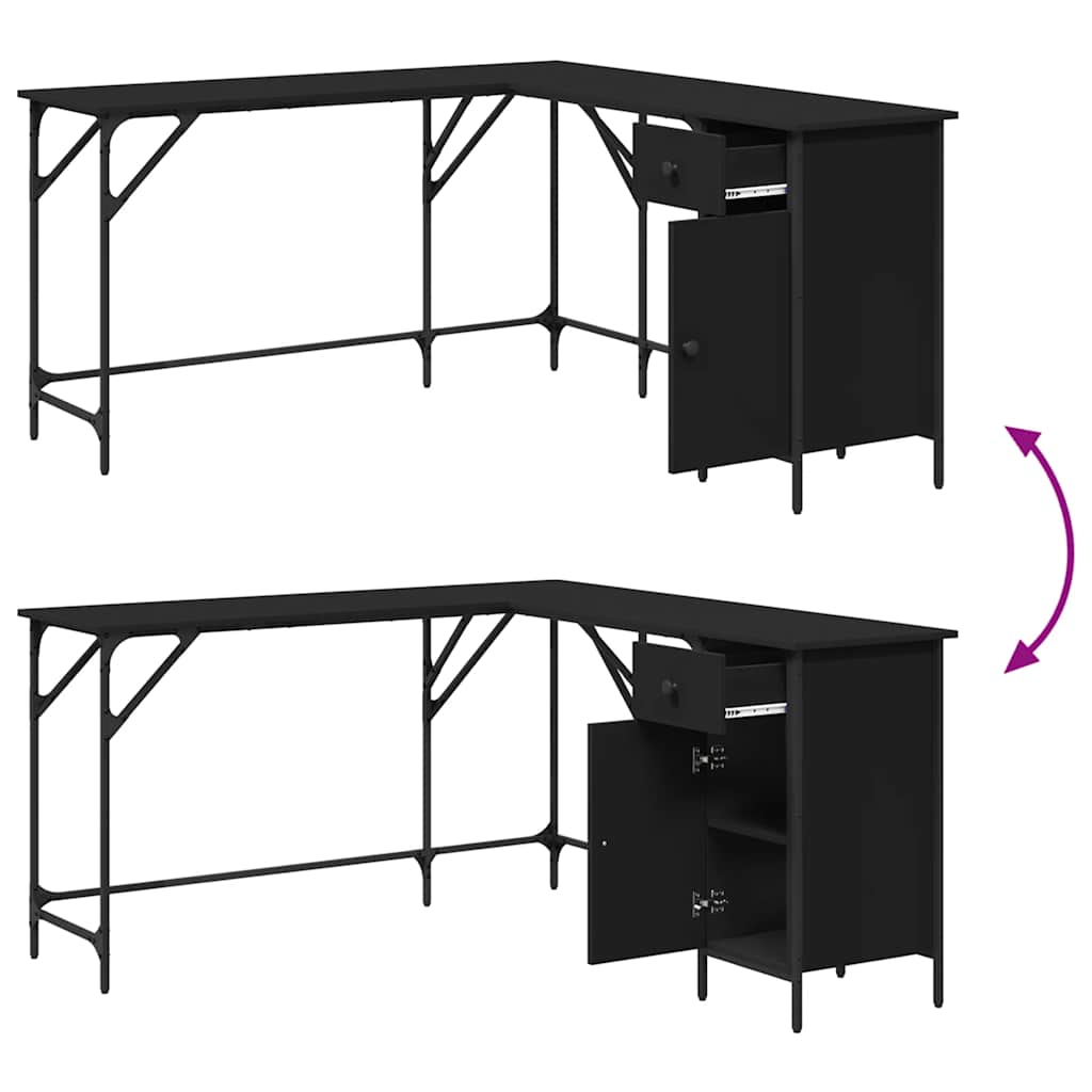 Desk Black 55.5"x55.5"x29.5" Engineered Wood