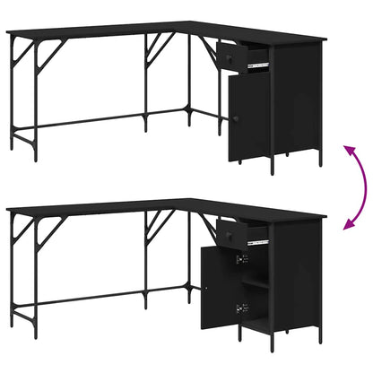 Desk Black 55.5"x55.5"x29.5" Engineered Wood