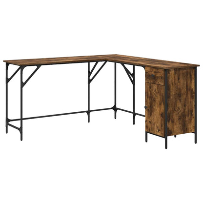 Desk Smoked Oak 141x141x75 cm Engineered Wood