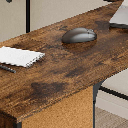 Desk Smoked Oak 141x141x75 cm Engineered Wood