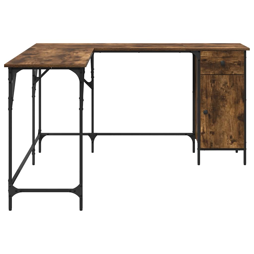 Desk Smoked Oak 141x141x75 cm Engineered Wood