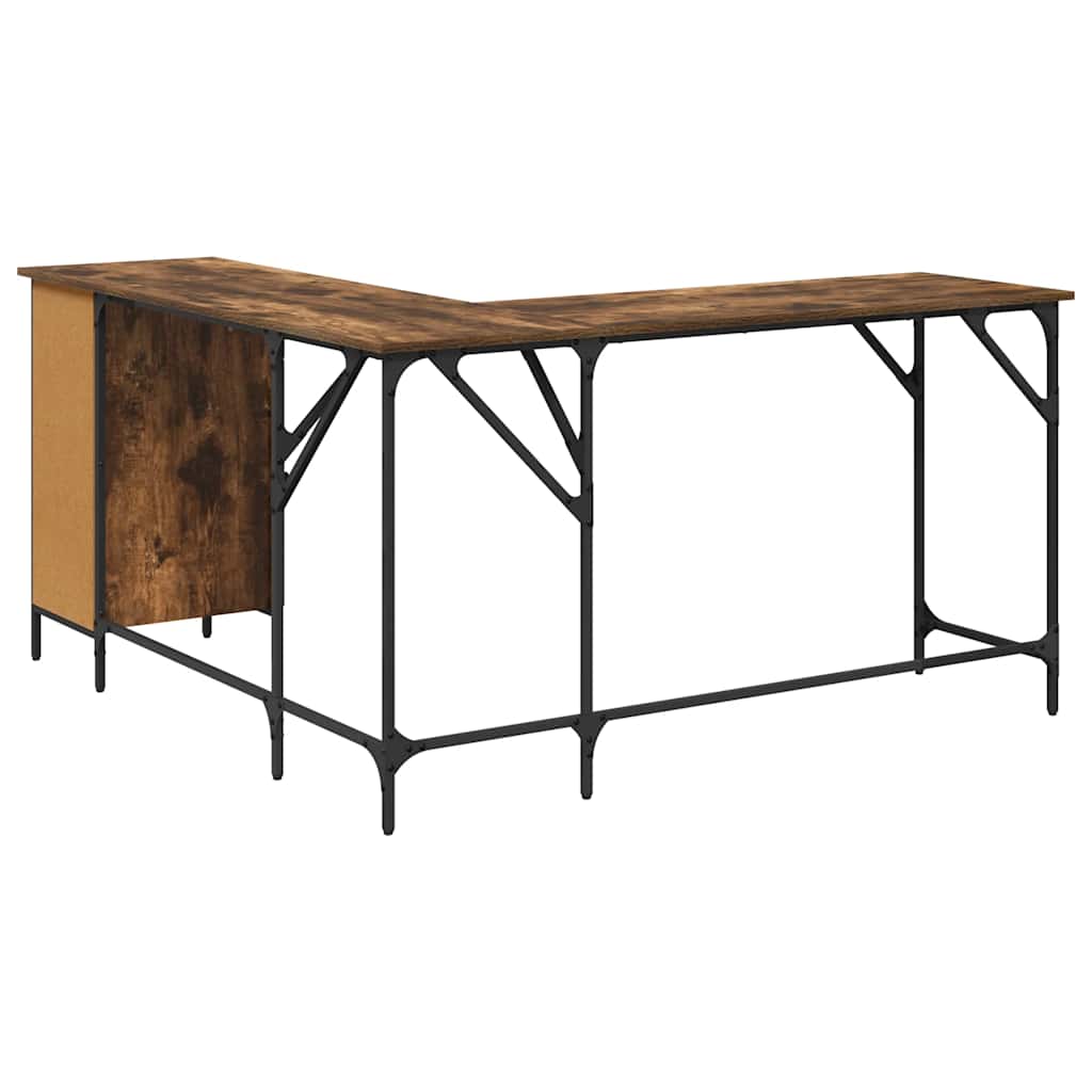 Desk Smoked Oak 141x141x75 cm Engineered Wood