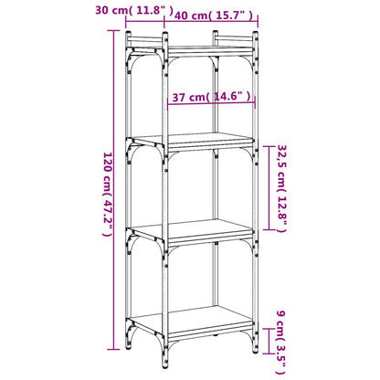Bookcase 4-Tier Grey Sonoma 40x30x120 cm Engineered Wood