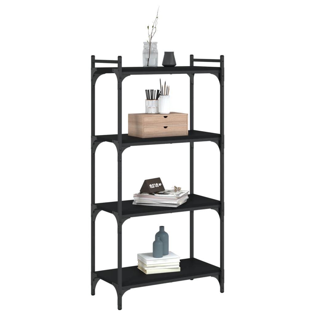 vidaXL Bookcase Black Engineered wood Medium Adjustable Feet Bookcase