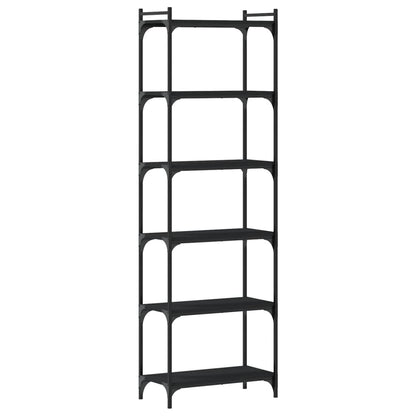 vidaXL Bookcase Black Engineered Wood, Metal 23.6 x 11.8 x 74.0 in
