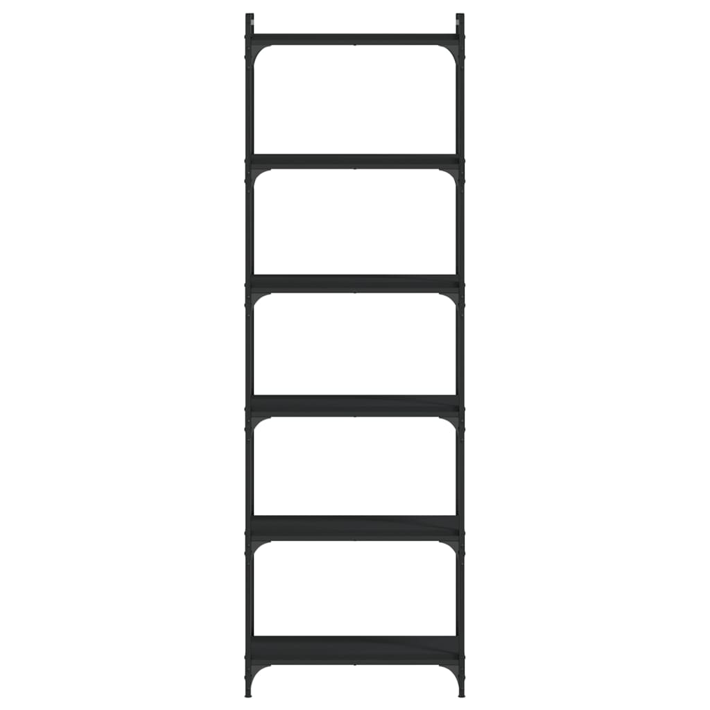 vidaXL Bookcase Black Engineered Wood, Metal 23.6 x 11.8 x 74.0 in
