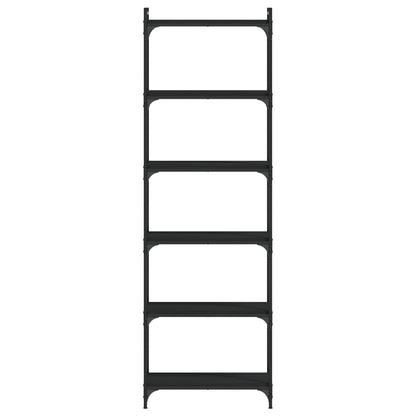 vidaXL Bookcase Black Engineered Wood, Metal 23.6 x 11.8 x 74.0 in