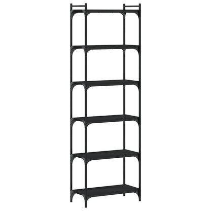 vidaXL Bookcase Black Engineered Wood, Metal 23.6 x 11.8 x 74.0 in