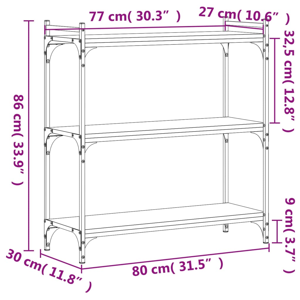 vidaXL Bookcase Black Engineered wood Medium Adjustable Feet Bookcase