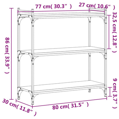 Bookcase 3-Tier Black 31.5"x11.8"x33.9" Engineered Wood