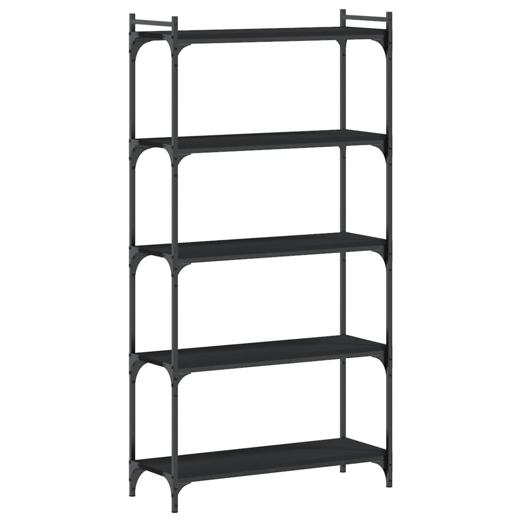 Bookcase Black Engineered wood 5-Tier Adjustable Feet