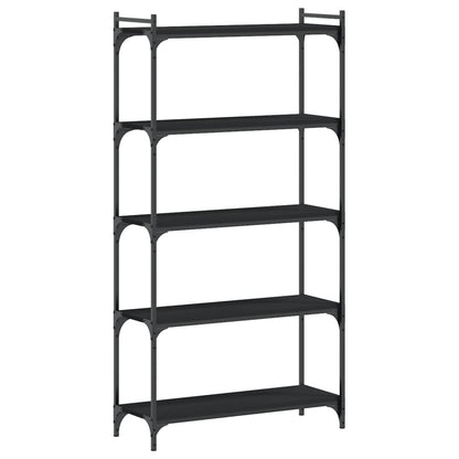 Bookcase Black Engineered wood 5-Tier Adjustable Feet