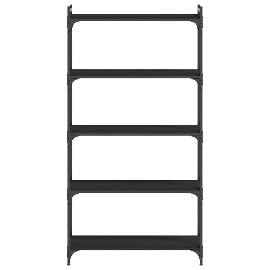 Bookcase Black Engineered wood 5-Tier Adjustable Feet