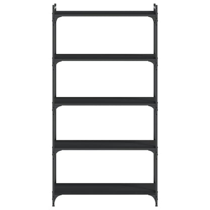 Bookcase Black Engineered wood 5-Tier Adjustable Feet