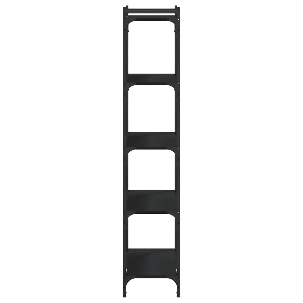 Bookcase Black Engineered wood 5-Tier Adjustable Feet