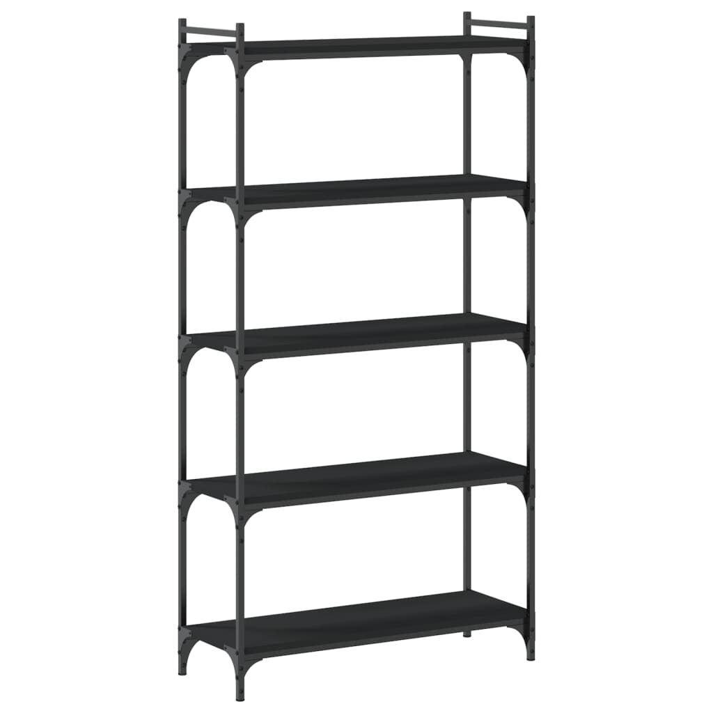 Bookcase Black Engineered wood 5-Tier Adjustable Feet