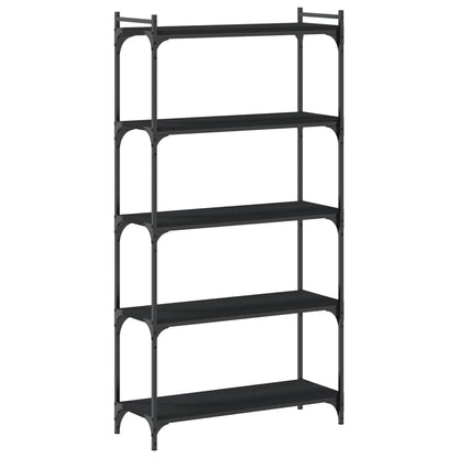 Bookcase Black Engineered wood 5-Tier Adjustable Feet