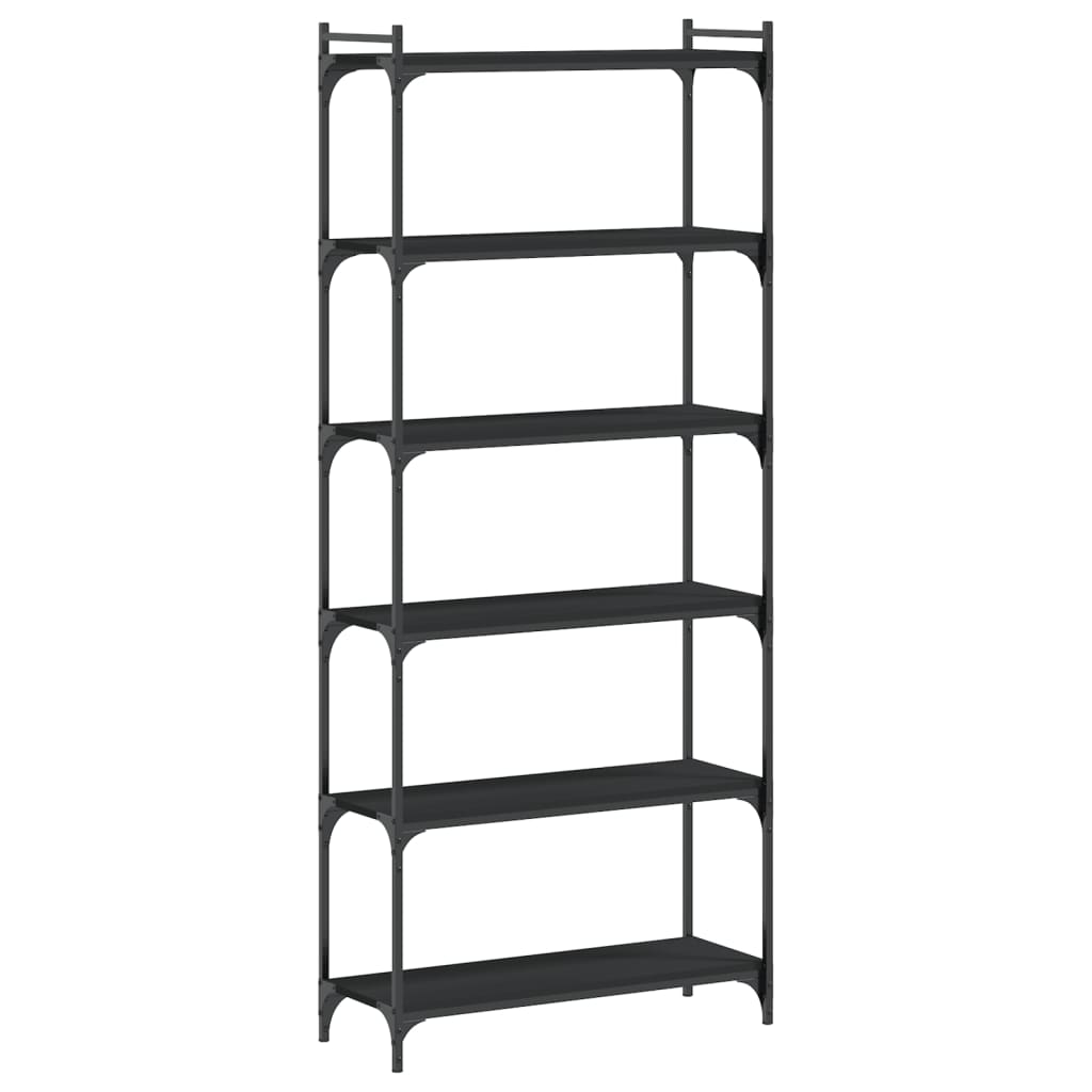 Bookcase 6-Tier Black 31.5"x11.8"x74" Engineered Wood