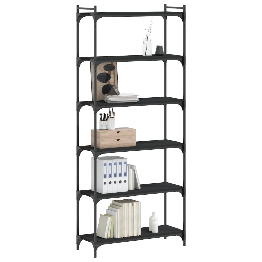 Bookcase 6-Tier Black 31.5"x11.8"x74" Engineered Wood