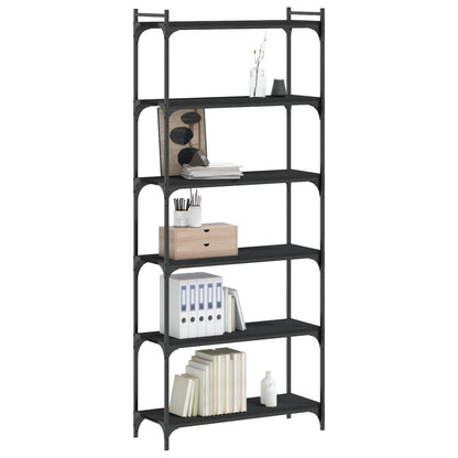 Bookcase 6-Tier Black 31.5"x11.8"x74" Engineered Wood