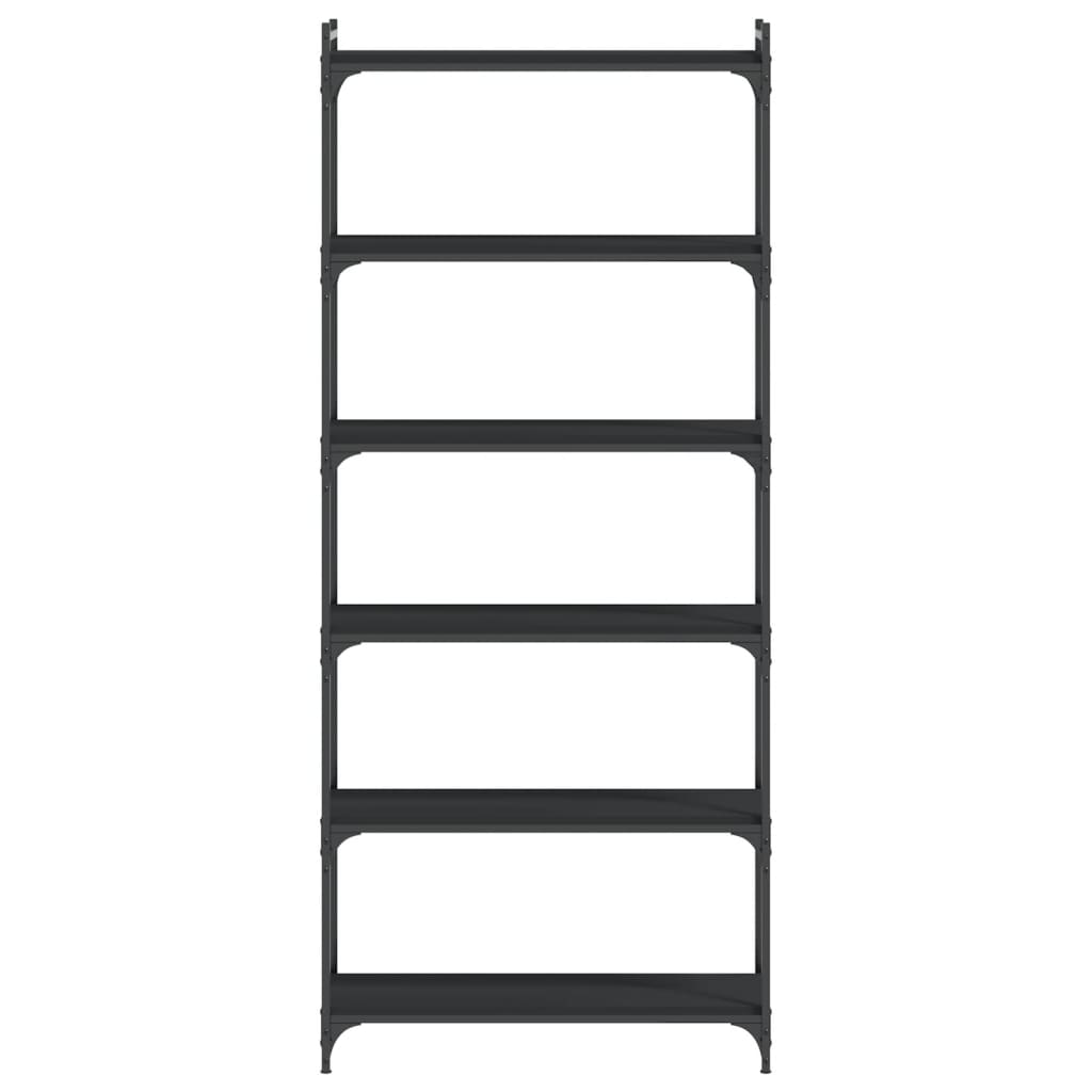 Bookcase 6-Tier Black 31.5"x11.8"x74" Engineered Wood