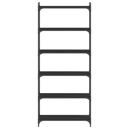 Bookcase 6-Tier Black 31.5"x11.8"x74" Engineered Wood