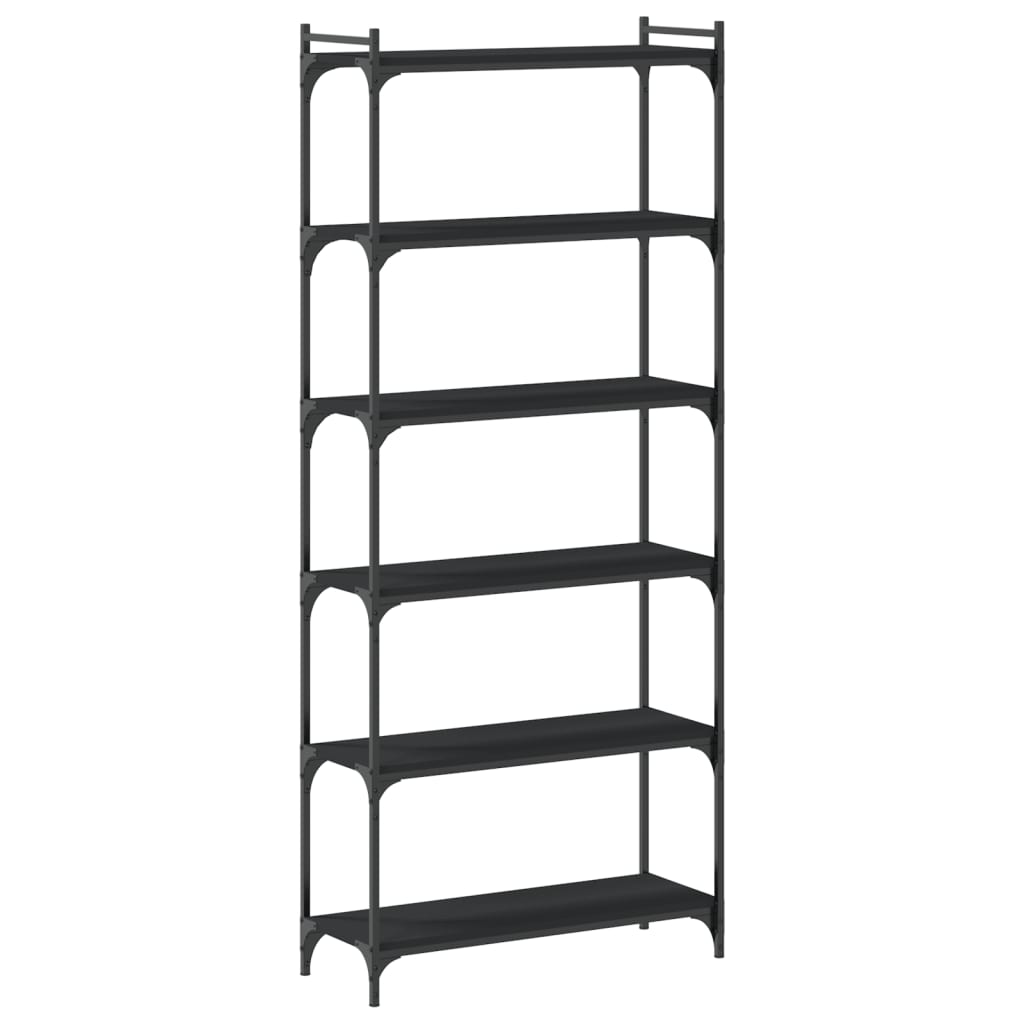 Bookcase 6-Tier Black 31.5"x11.8"x74" Engineered Wood