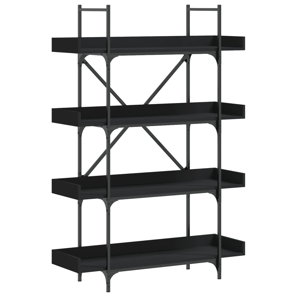 Bookcase Black Engineered wood, Metal Bookcase Rectangular