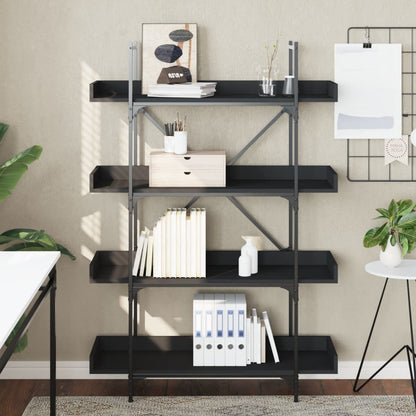Bookcase Black Engineered wood, Metal Bookcase Rectangular