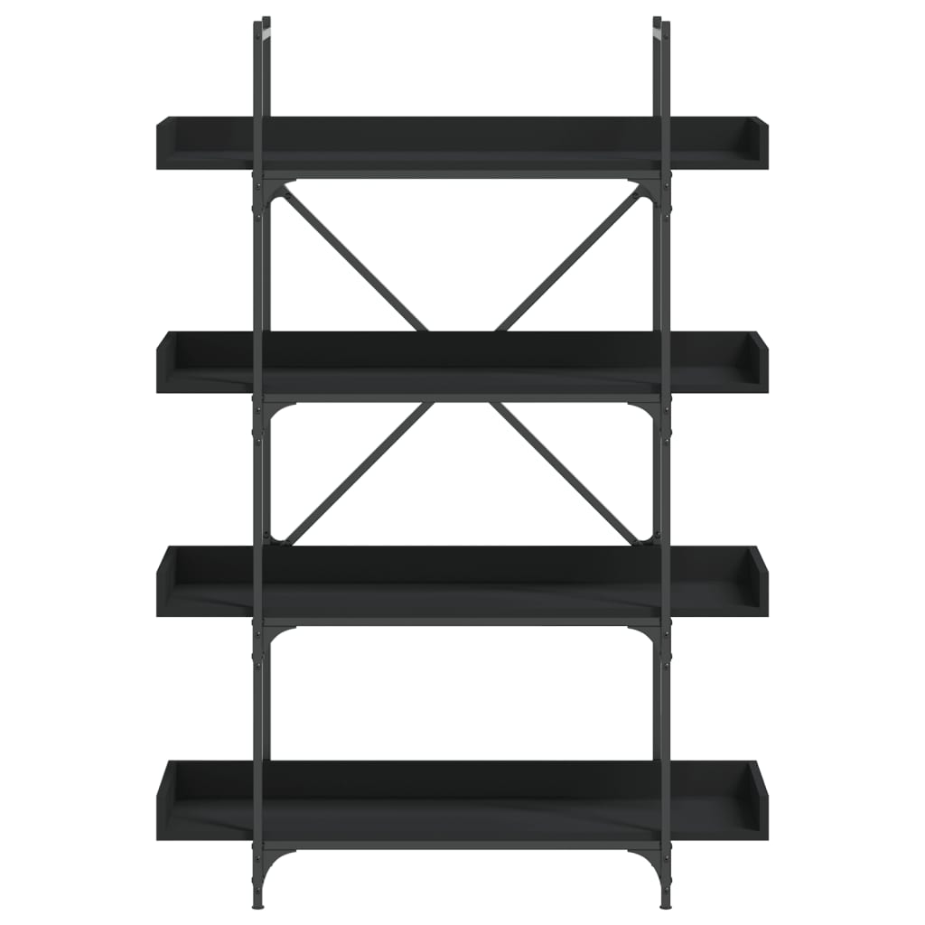 Bookcase Black Engineered wood, Metal Bookcase Rectangular