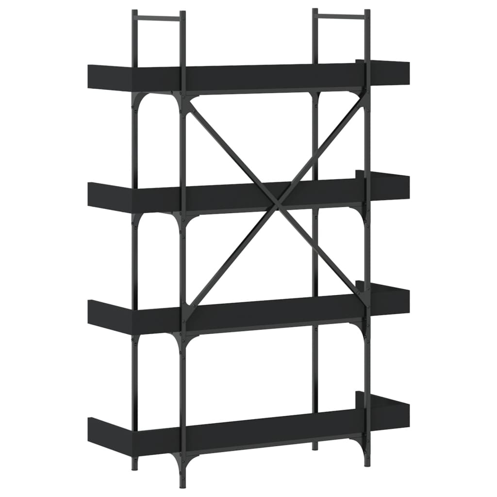 Bookcase Black Engineered wood, Metal Bookcase Rectangular