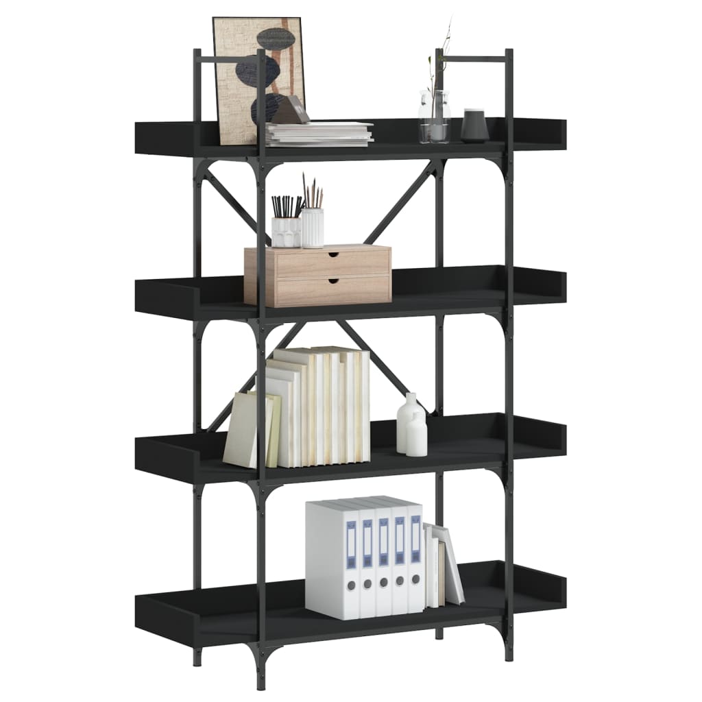 Bookcase Black Engineered wood, Metal Bookcase Rectangular