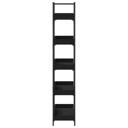 Bookcase 5-Tier Black 39.4"x13"x71.1" Engineered Wood