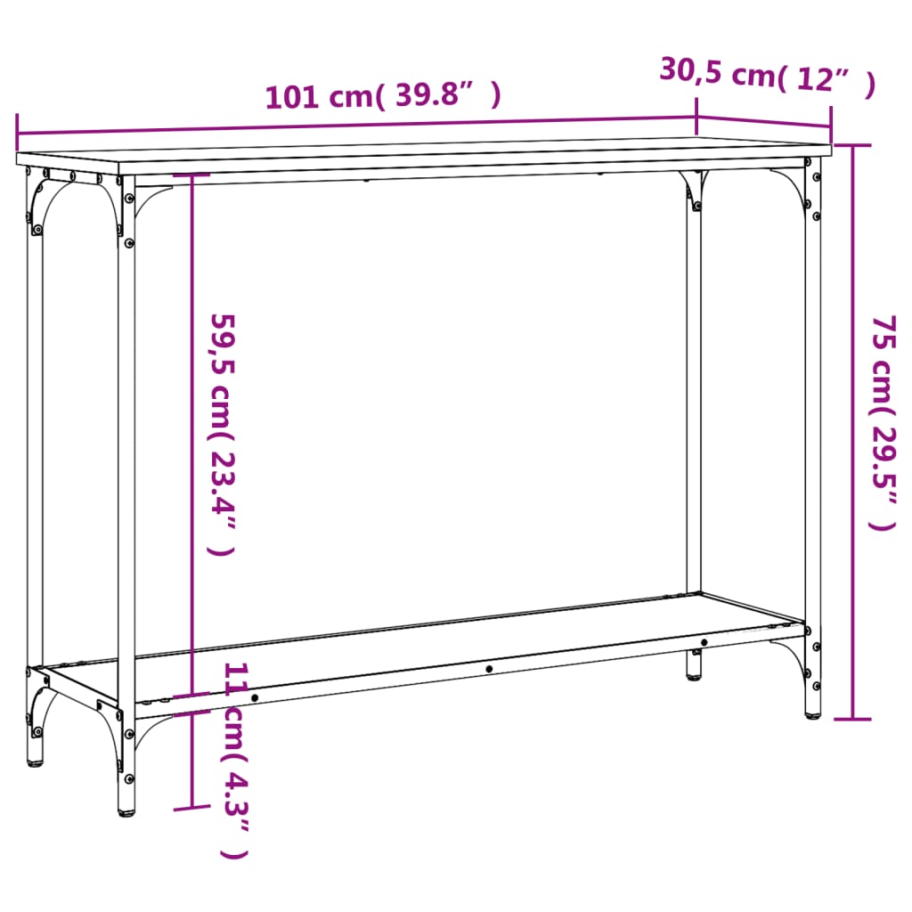 Console Table | Sonoma oak | Engineered wood, metal | 101x30.5x75 cm