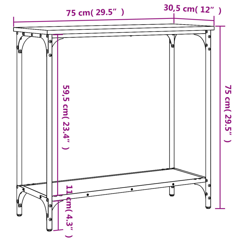 Console Table | Sonoma Oak | Engineered Wood and Metal | Medium