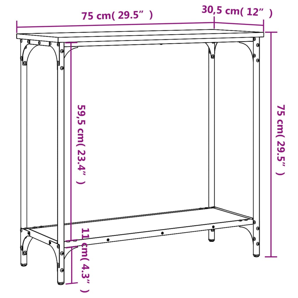 Console Table | Grey sonoma | Engineered wood, metal | 75x30.5x75 cm