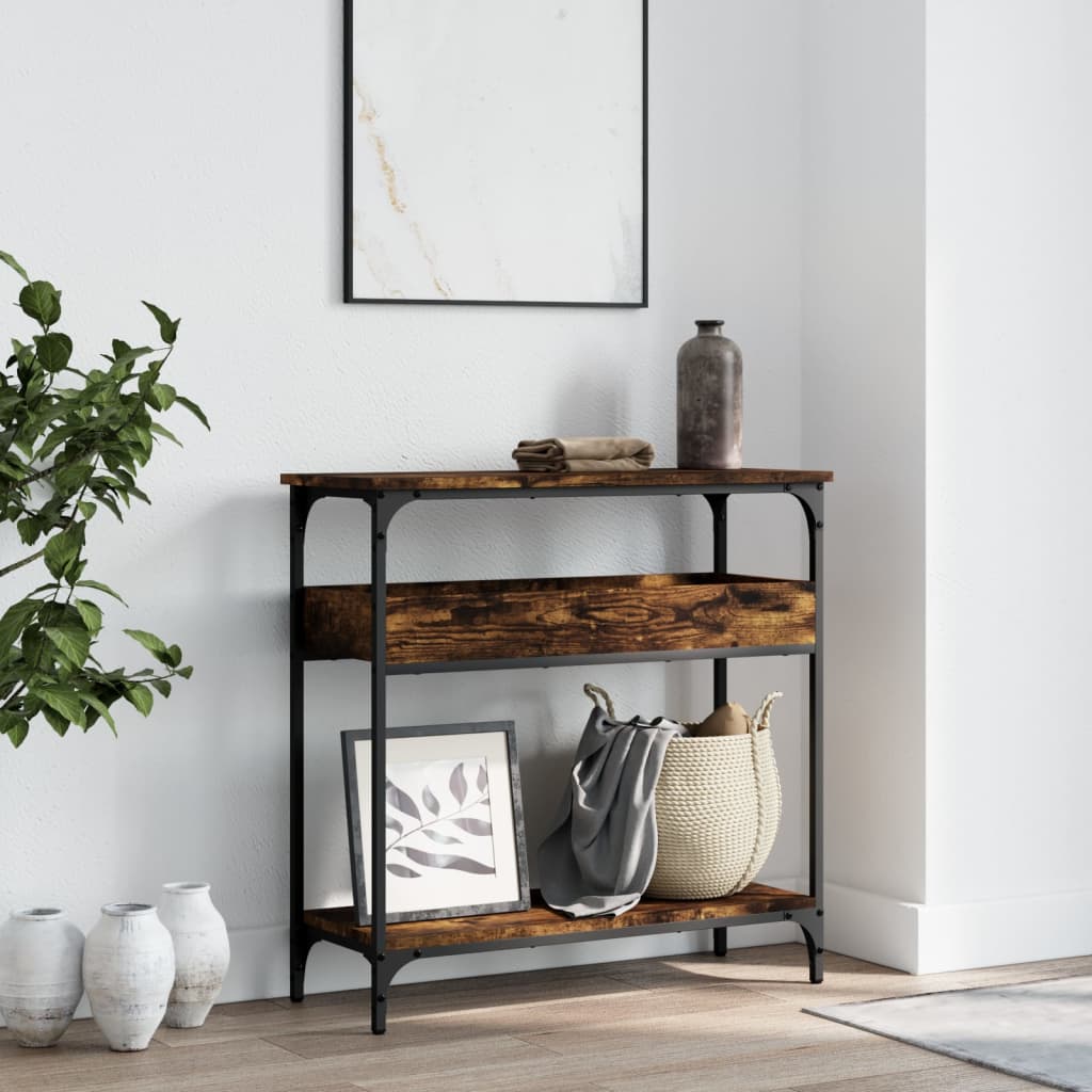 Console Table with Shelf Smoked Oak 75x29x75cm Engineered Wood