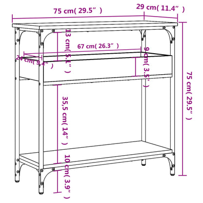 Console Table with Shelf Smoked Oak 75x29x75cm Engineered Wood