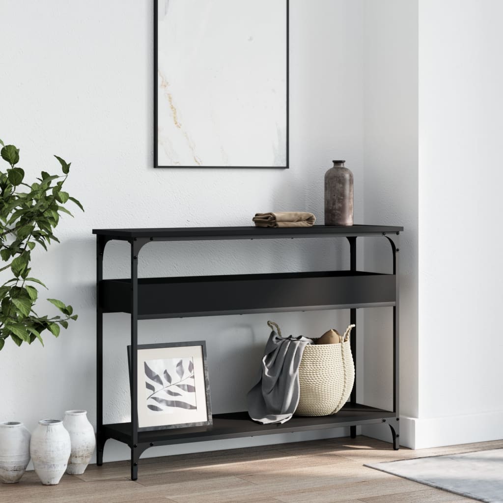 Console Table with Shelf Black 39.4"x11.4"x29.5" Engineered Wood